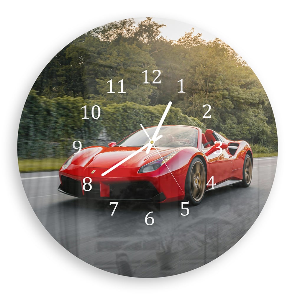 Wandklok Rond 30cm - Gehard Glas - Ferrari op de Weg