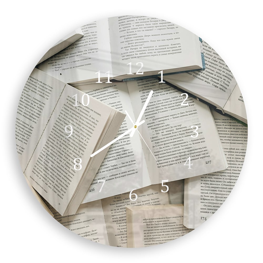 Wandklok Rond 30cm - Gehard Glas - Stapel met Boeken