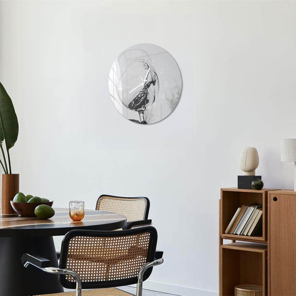 Wandklok Rond 30cm - Gehard Glas - Wijn in Zwart-Wit