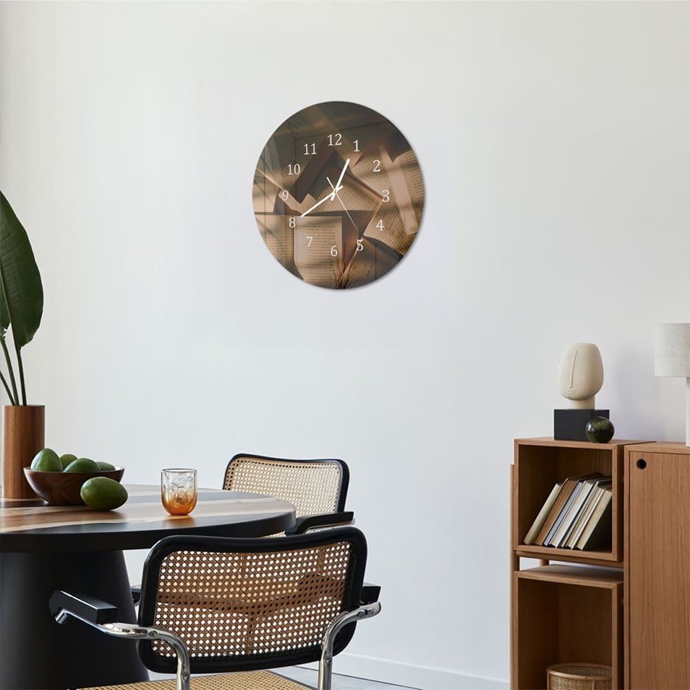 Wandklok Rond 30cm - Gehard Glas - Boeken Textuur