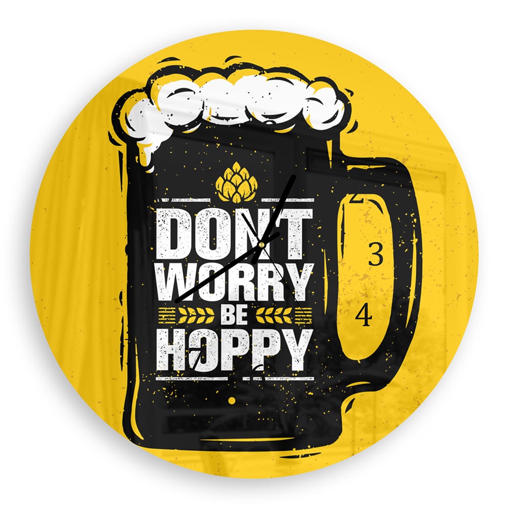 Wandklok Rond 30cm - Gehard Glas - Don't Worry Be Hoppy