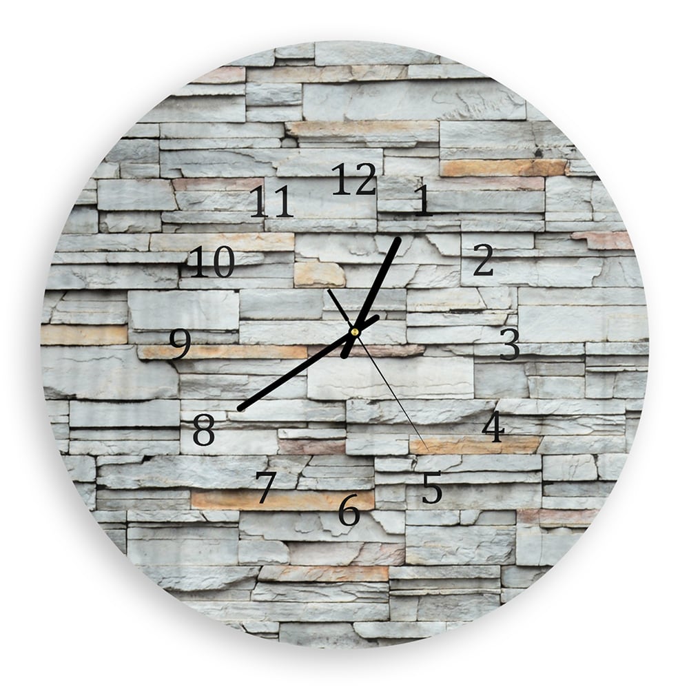 Wandklok Rond 30cm - Gehard Glas - Stenen Muur