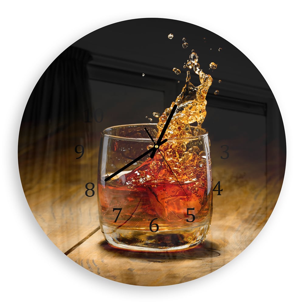 Wandklok Rond 30cm - Gehard Glas - Whisky Splash