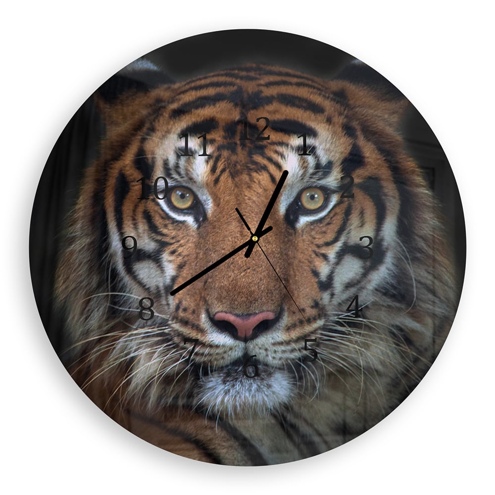 Wandklok Rond 30cm - Gehard Glas - Sumatraanse Boze Tijger