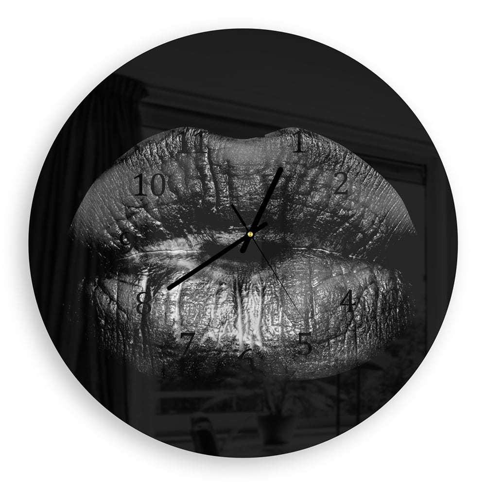 Wandklok Rond 30cm - Gehard Glas - Zwarte Lippen