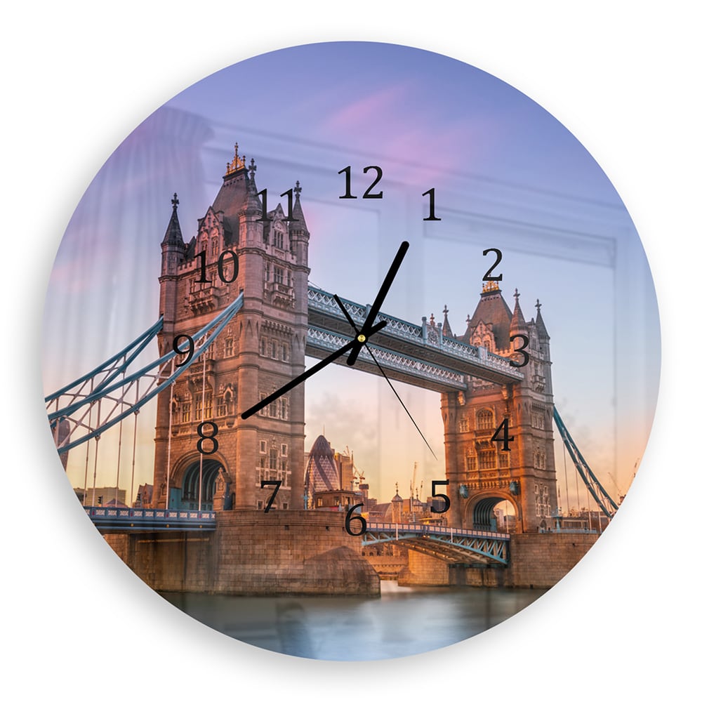 Wandklok Rond 30cm - Gehard Glas - Tower Bridge bij Zonsondergang