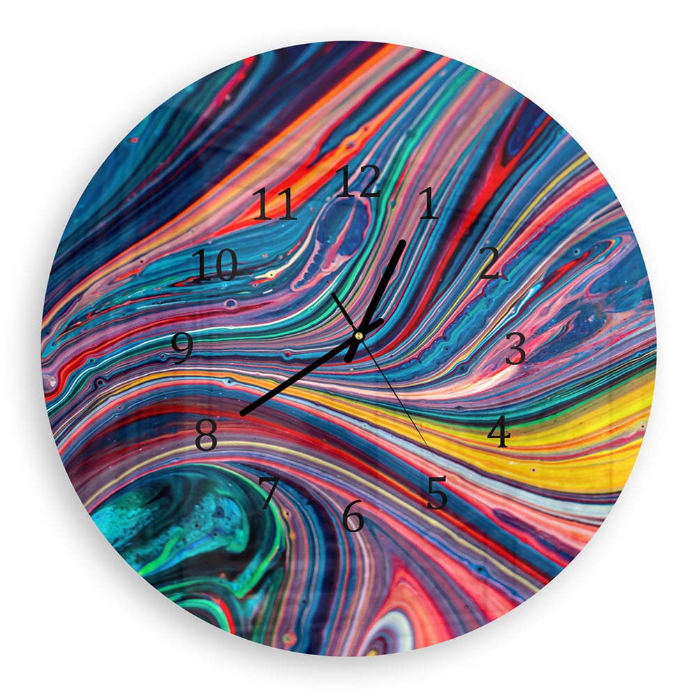 Wandklok Rond 30cm - Gehard Glas - Kleurijke Acrylverf