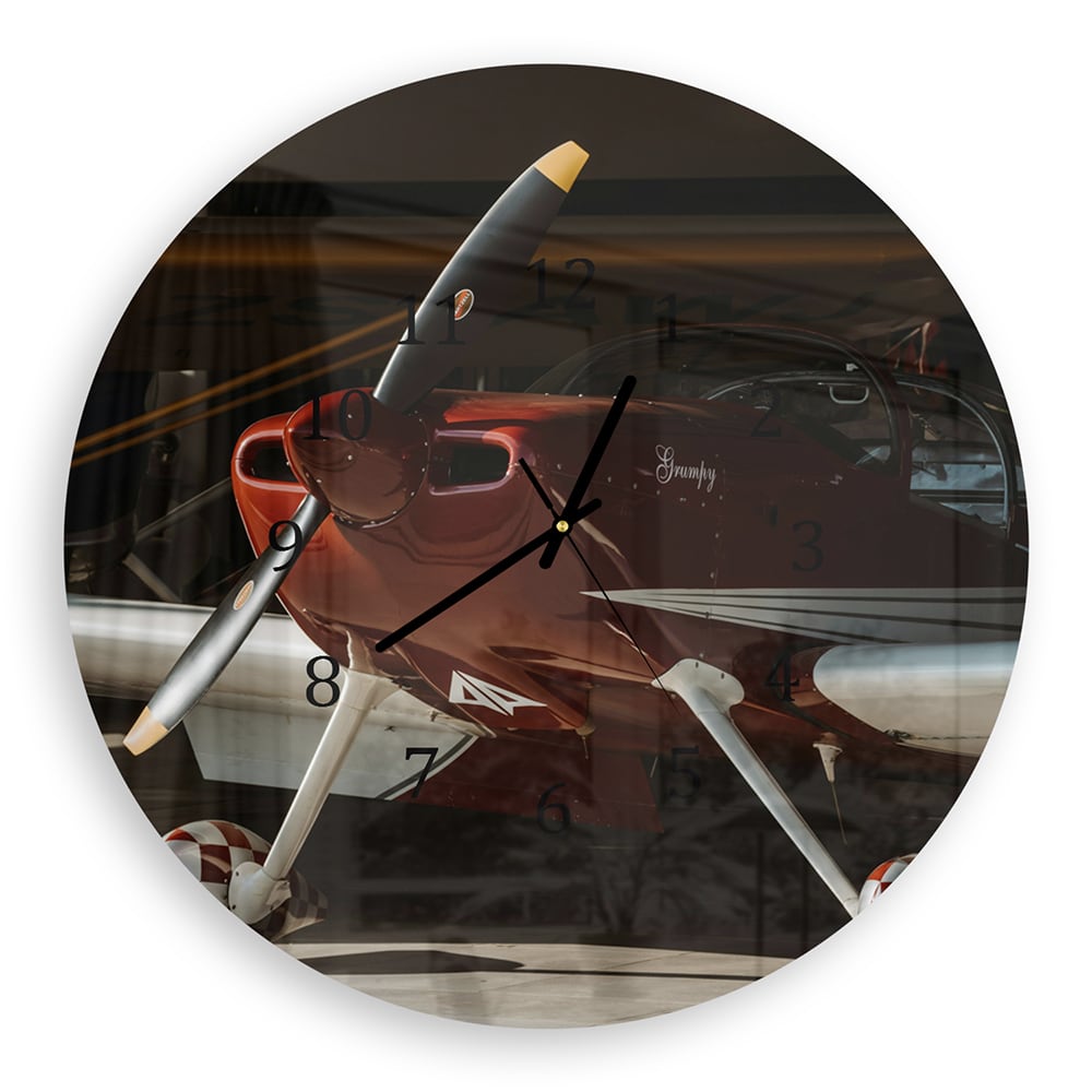 Wandklok Rond 30cm - Gehard Glas - Sportvliegtuig