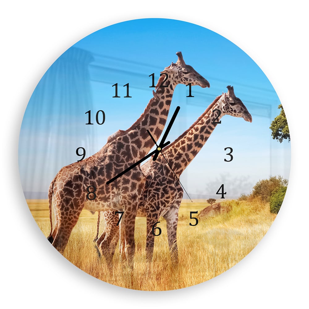 Wandklok Rond 30cm - Gehard Glas - Giraffen