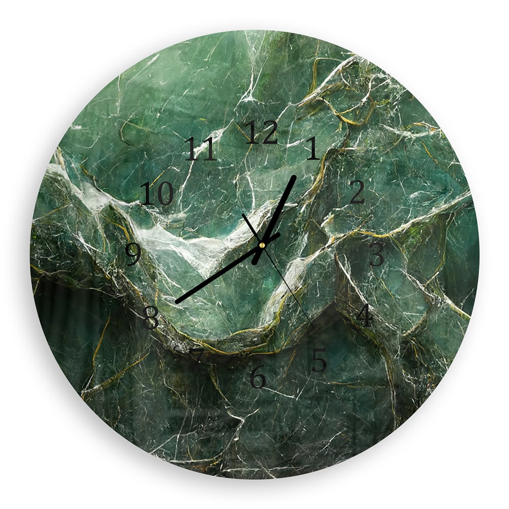 Wandklok Rond 30cm - Gehard Glas - Luxe Groen Marmer