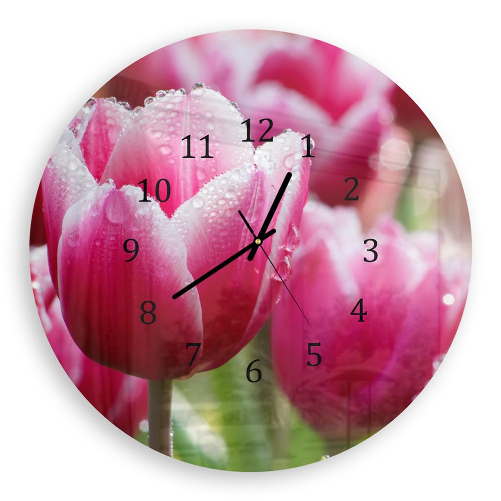 Wandklok Rond 30cm - Gehard Glas - Natte Tulpen