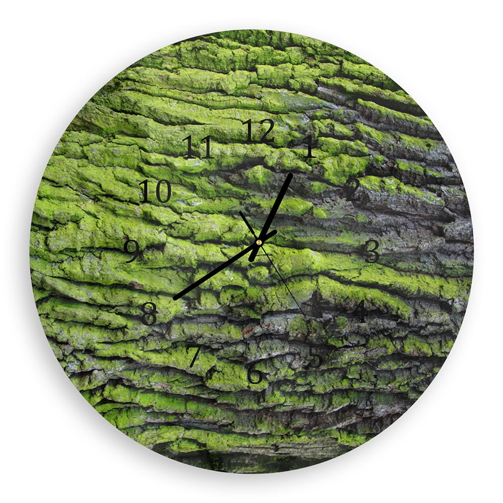 Wandklok Rond 30cm - Gehard Glas - Groene Schors Textuur