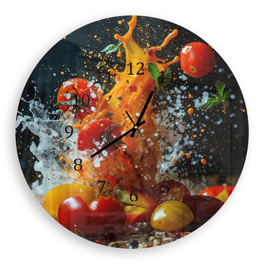 Wandklok Rond 30cm - Gehard Glas - Groenten Splash