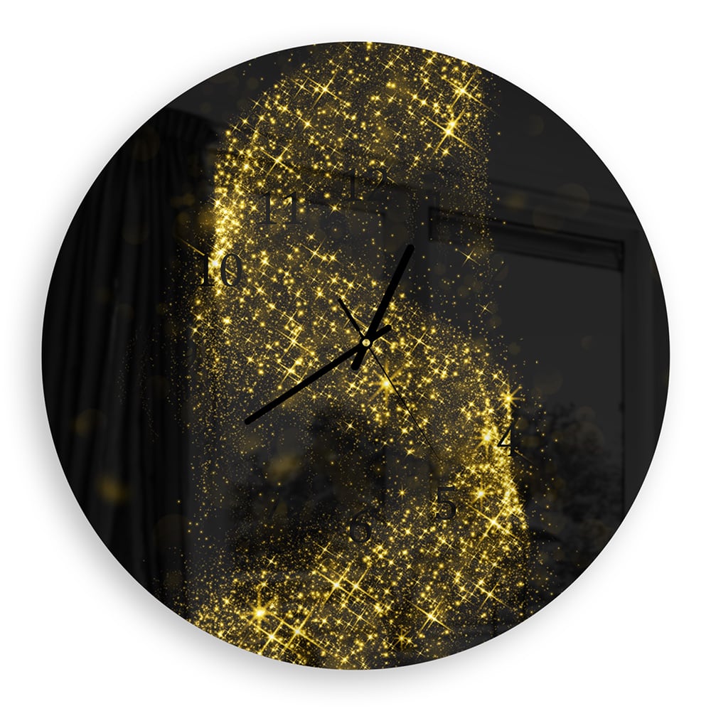 Wandklok Rond 30cm - Gehard Glas - Gouden Glitter Spiraal