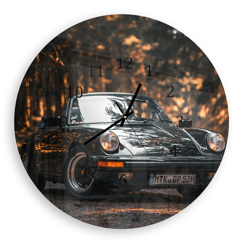 Wandklok Rond 30cm - Gehard Glas - Vintage Porsche