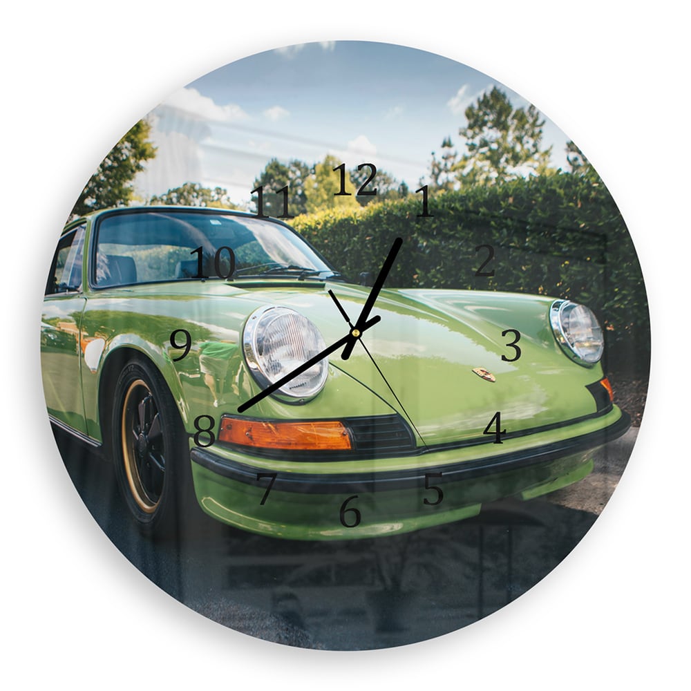 Wandklok Rond 30cm - Gehard Glas - Porsche 911 1970 Groen