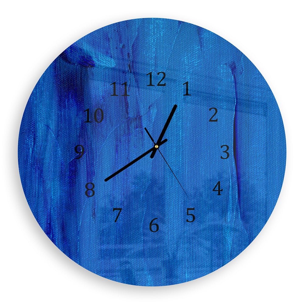 Wandklok Rond 30cm - Gehard Glas - Blauw Abstractie