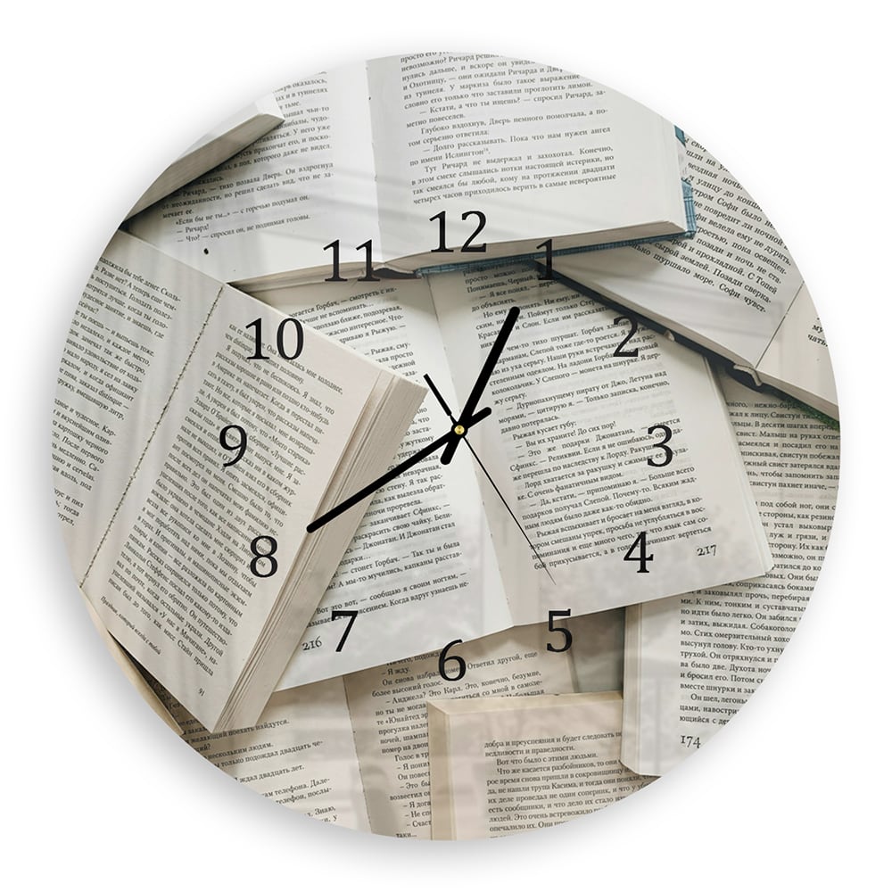 Wandklok Rond 30cm - Gehard Glas - Stapel met Boeken