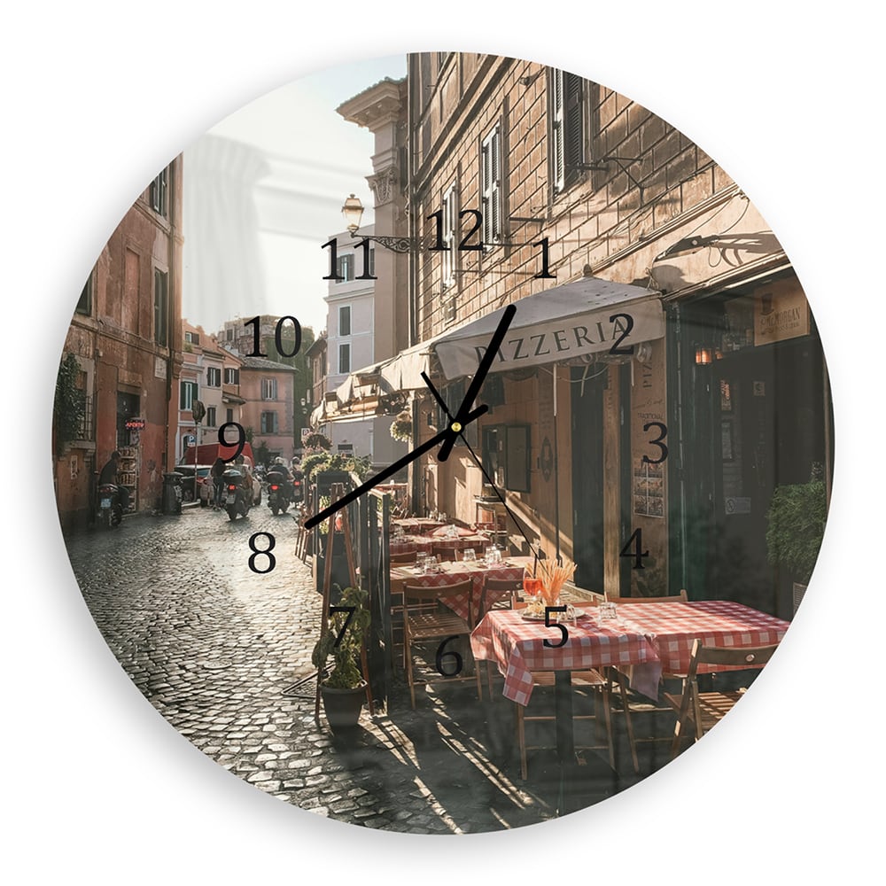 Wandklok Rond 30cm - Gehard Glas - Straat in Rome