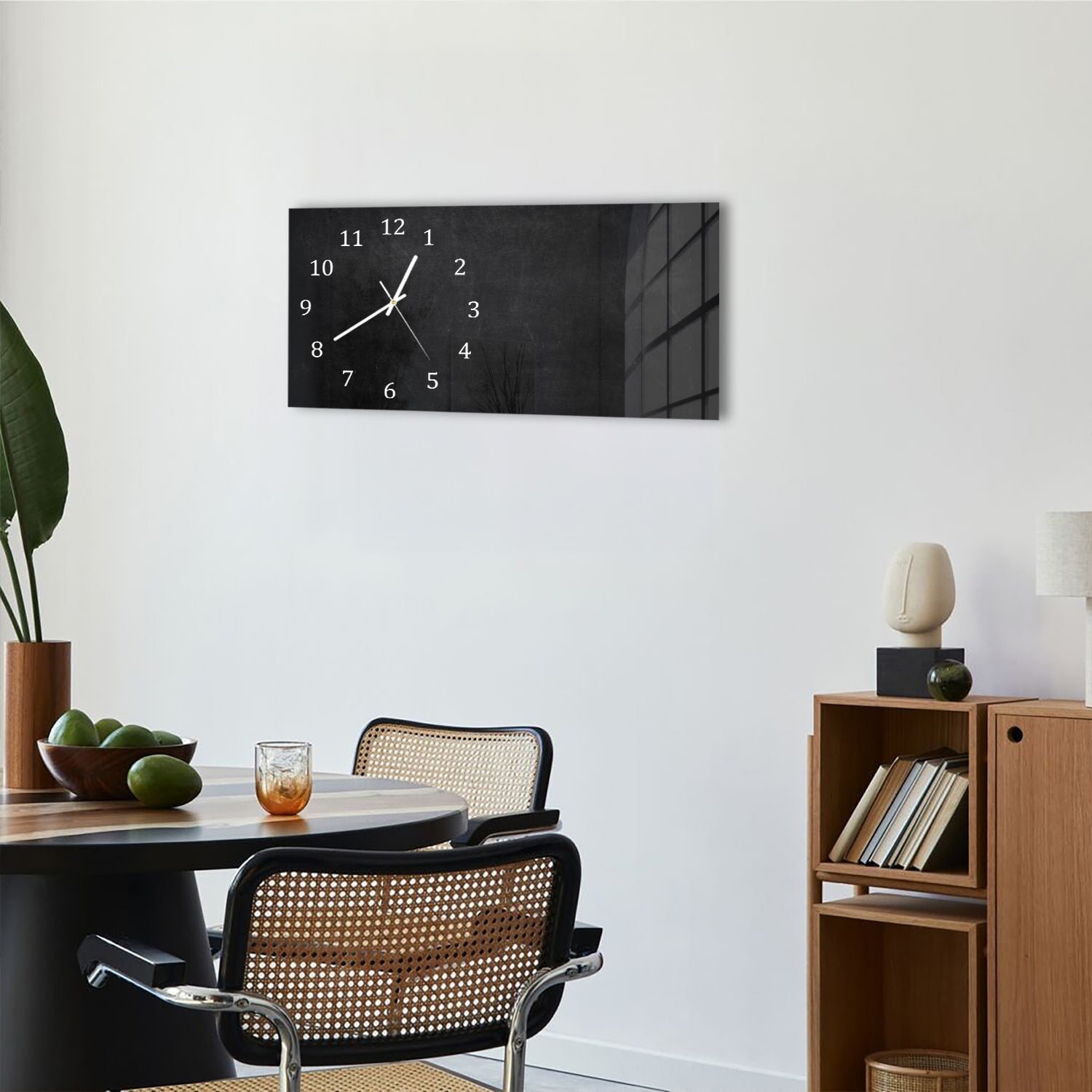 Wandklok 60x30 - Gehard Glas - Zwart Schoolbord