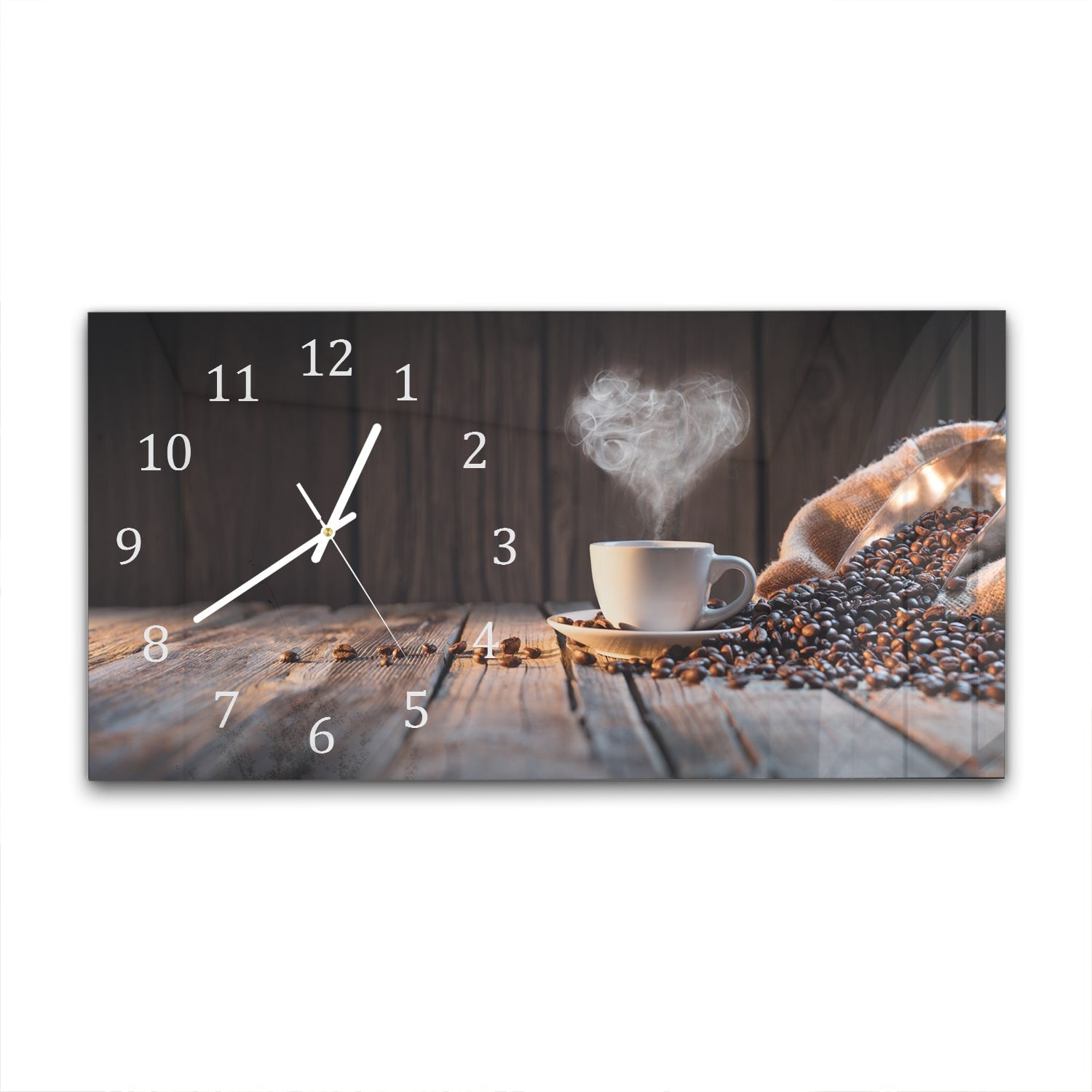 Wandklok 60x30 - Gehard Glas - Koffie Moment