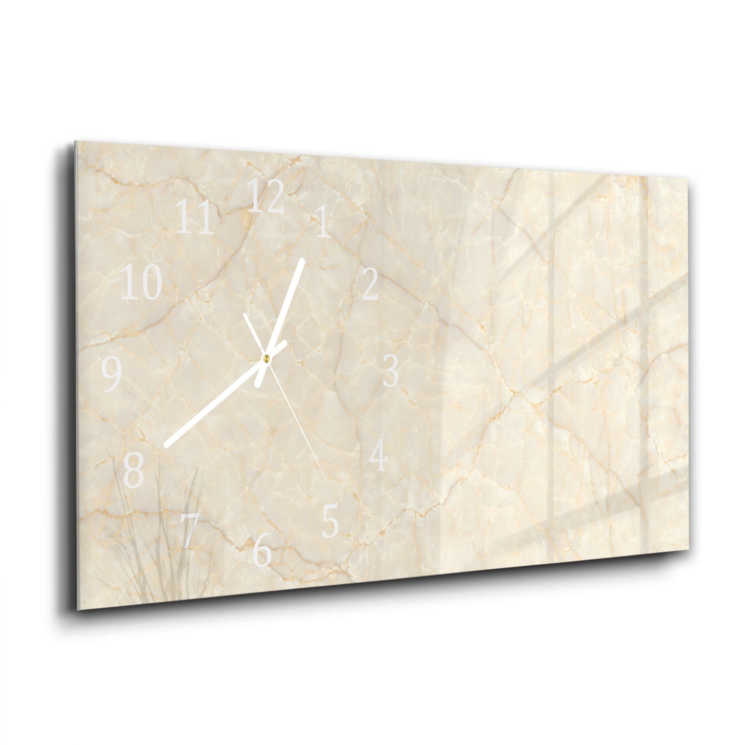 Wandklok 60x30 - Gehard Glas - Zacht Beige Marmer