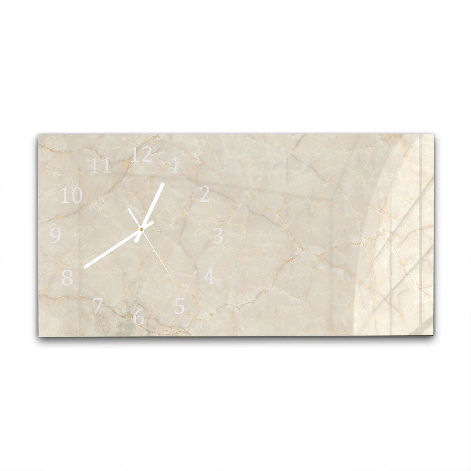 Wandklok 60x30 - Gehard Glas - Zacht Beige Marmer