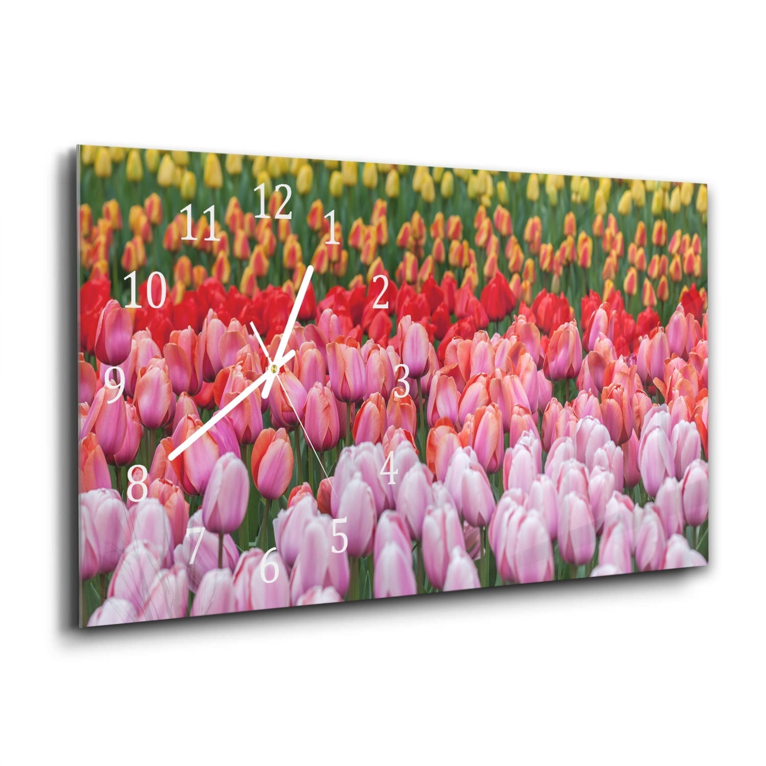 Wandklok 60x30 - Gehard Glas - Tulpenveld in Lisse