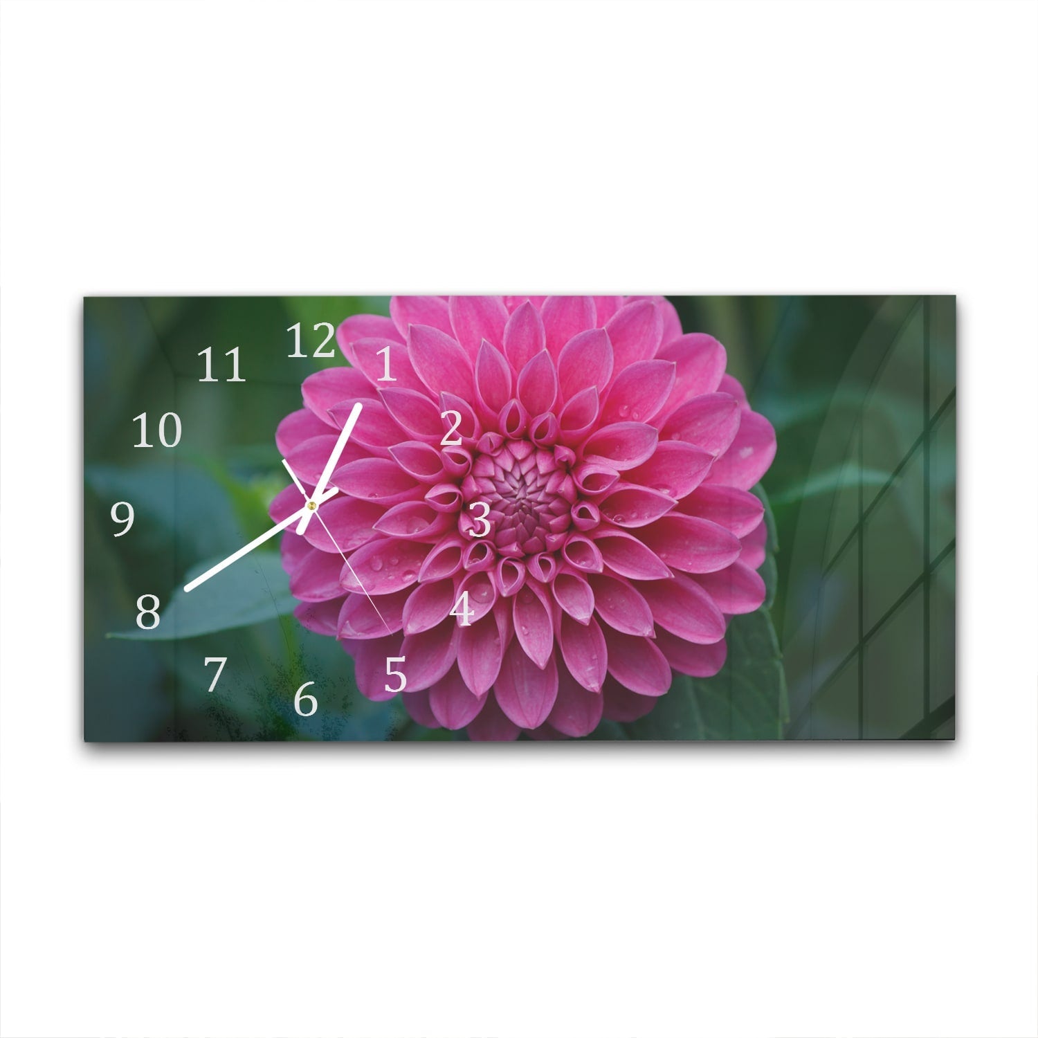 Wandklok 60x30 - Gehard Glas - Roze Dahlia