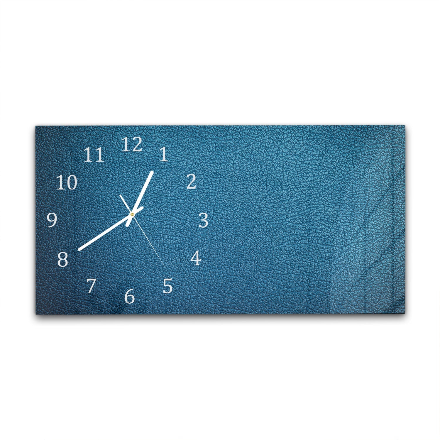 Wandklok 60x30 - Gehard Glas - Blauw Leer