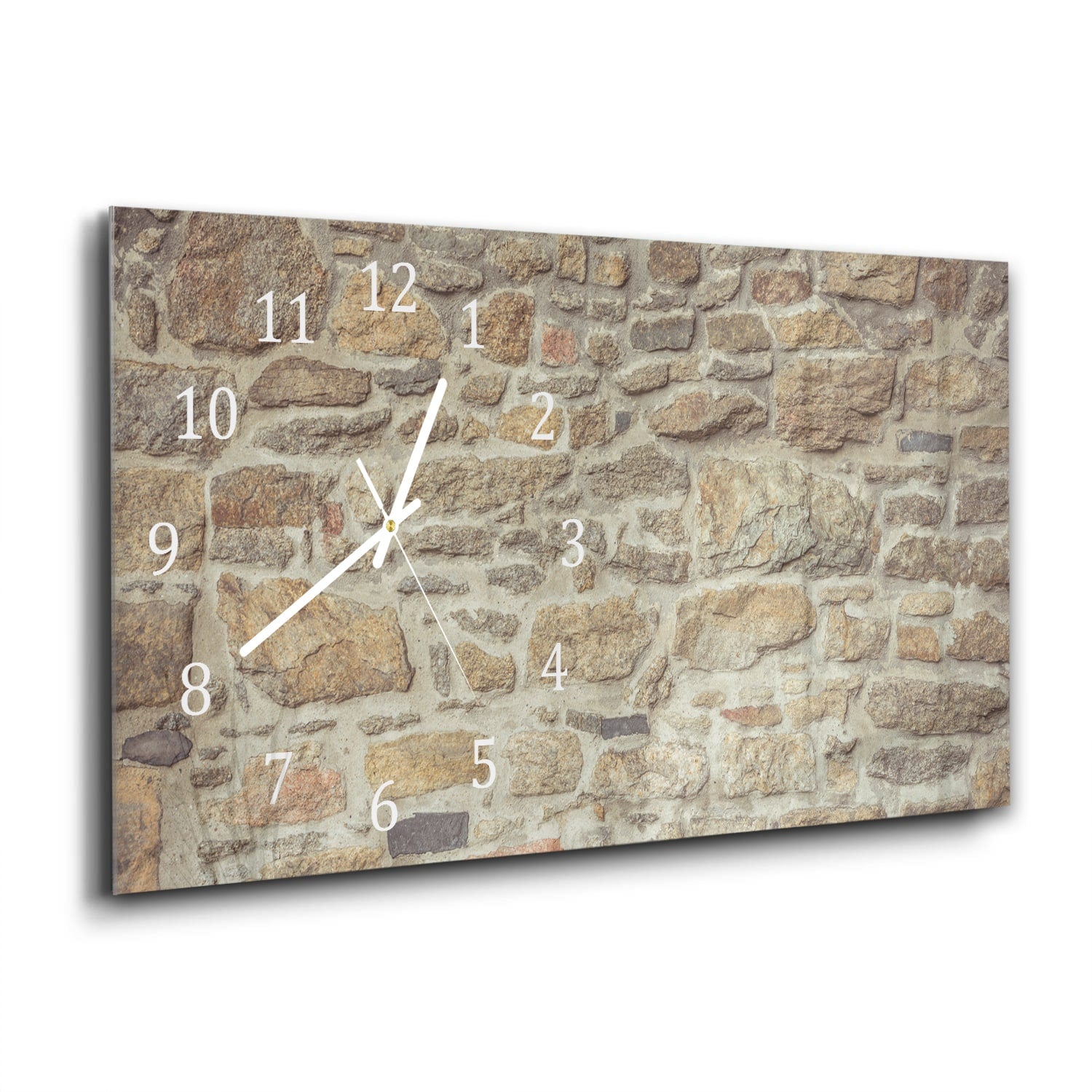 Wandklok 60x30 - Gehard Glas - Graniet Stenen Muur