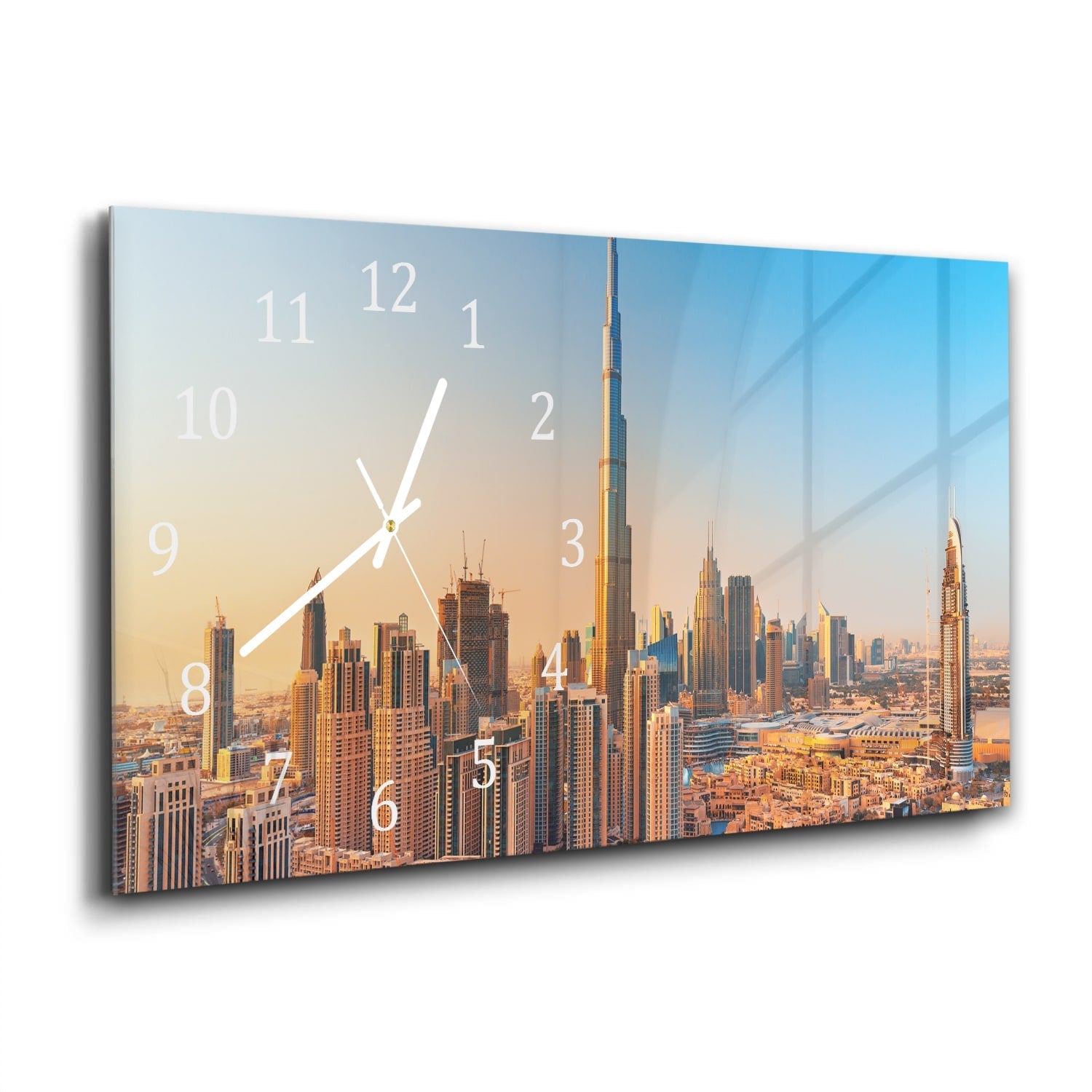 Wandklok 60x30 - Gehard Glas - Zonsondergang in Dubai