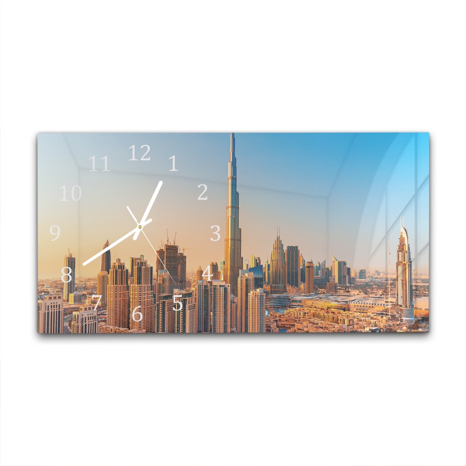 Wandklok 60x30 - Gehard Glas - Zonsondergang in Dubai