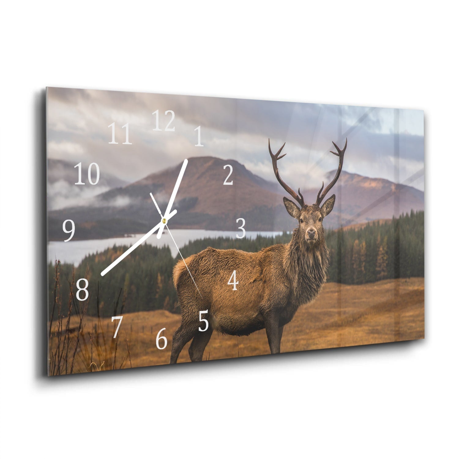 Wandklok 60x30 - Gehard Glas - Wild Schots Hert