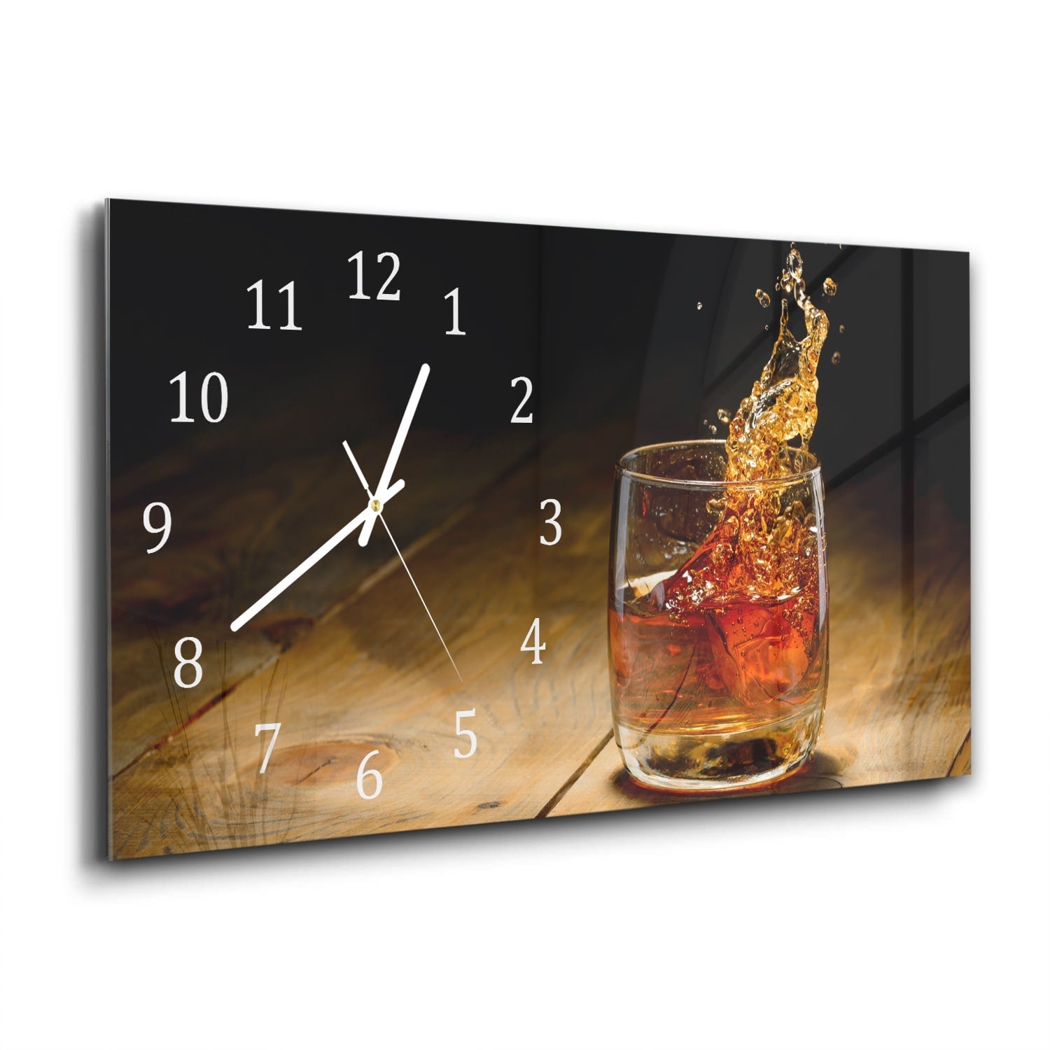 Wandklok 60x30 - Gehard Glas - Whisky Splash