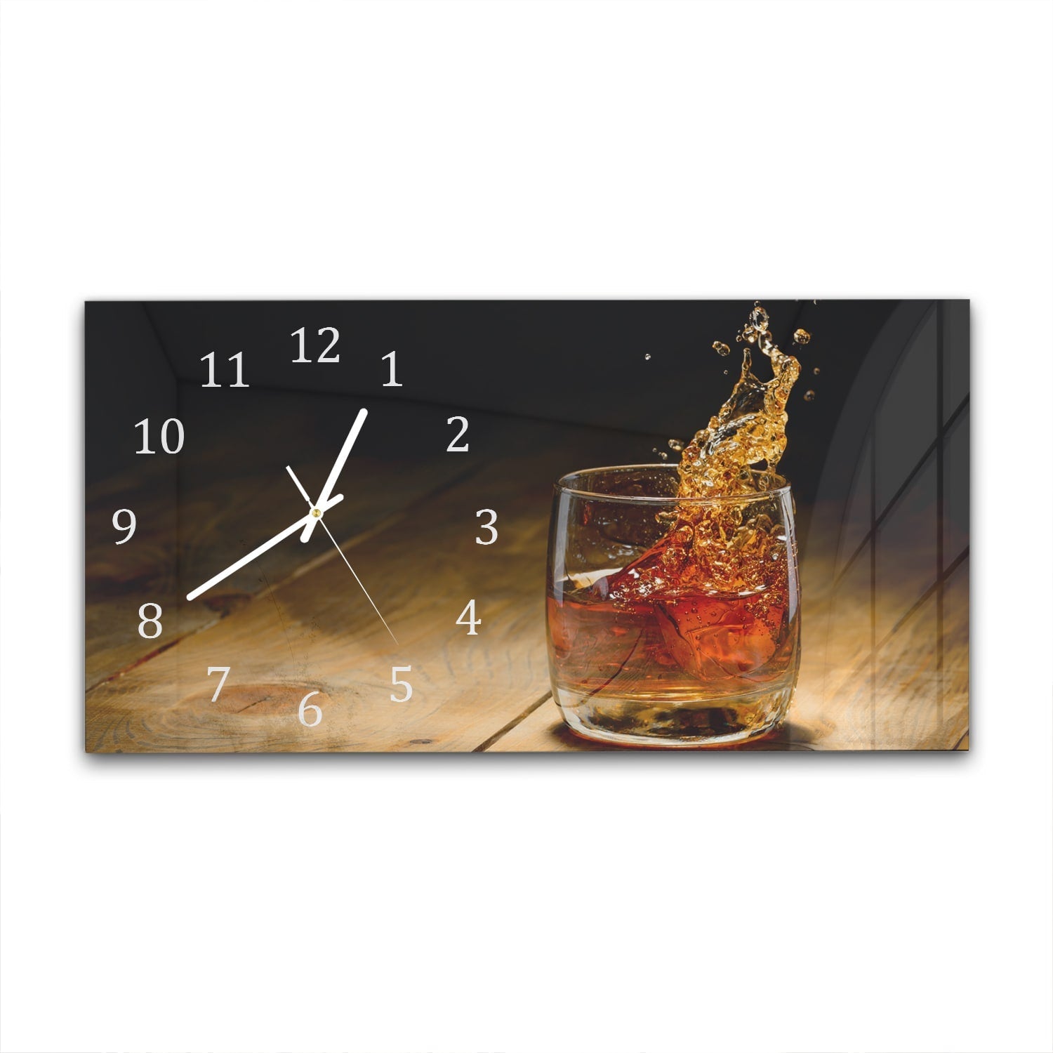 Wandklok 60x30 - Gehard Glas - Whisky Splash