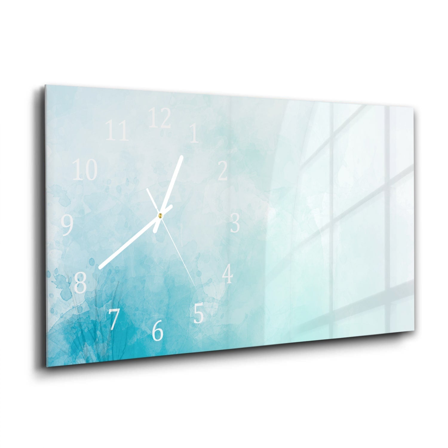 Wandklok 60x30 - Gehard Glas - Blauwe Waterverf