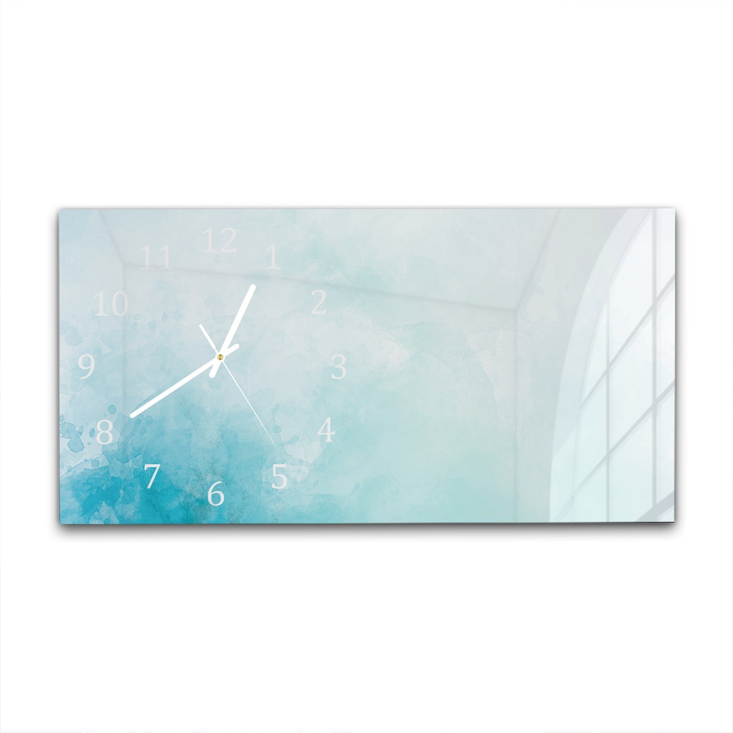 Wandklok 60x30 - Gehard Glas - Blauwe Waterverf