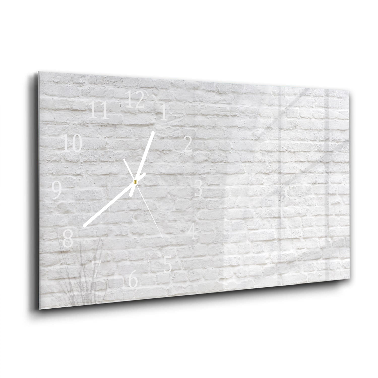 Wandklok 60x30 - Gehard Glas - Witte Stenen Muur