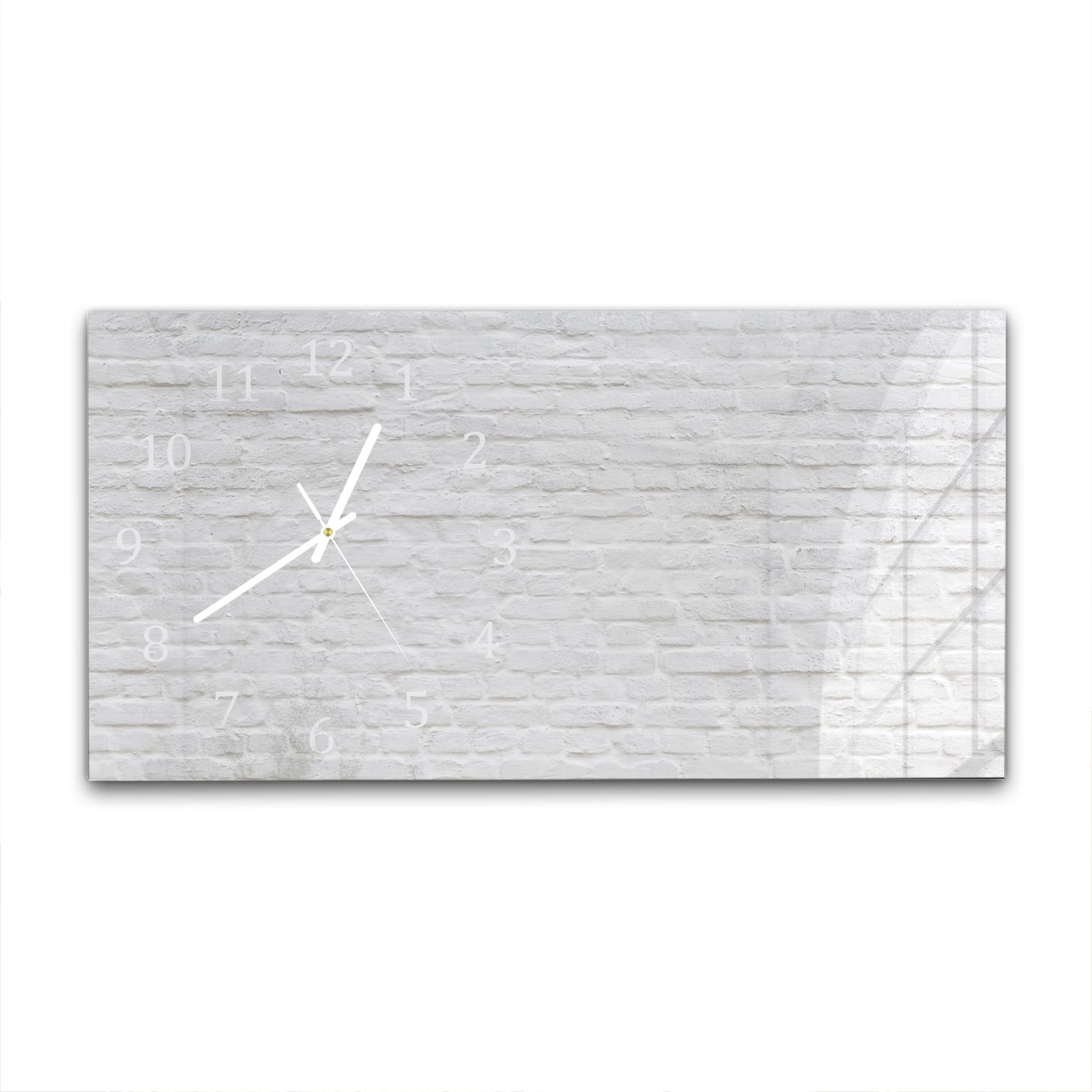 Wandklok 60x30 - Gehard Glas - Witte Stenen Muur