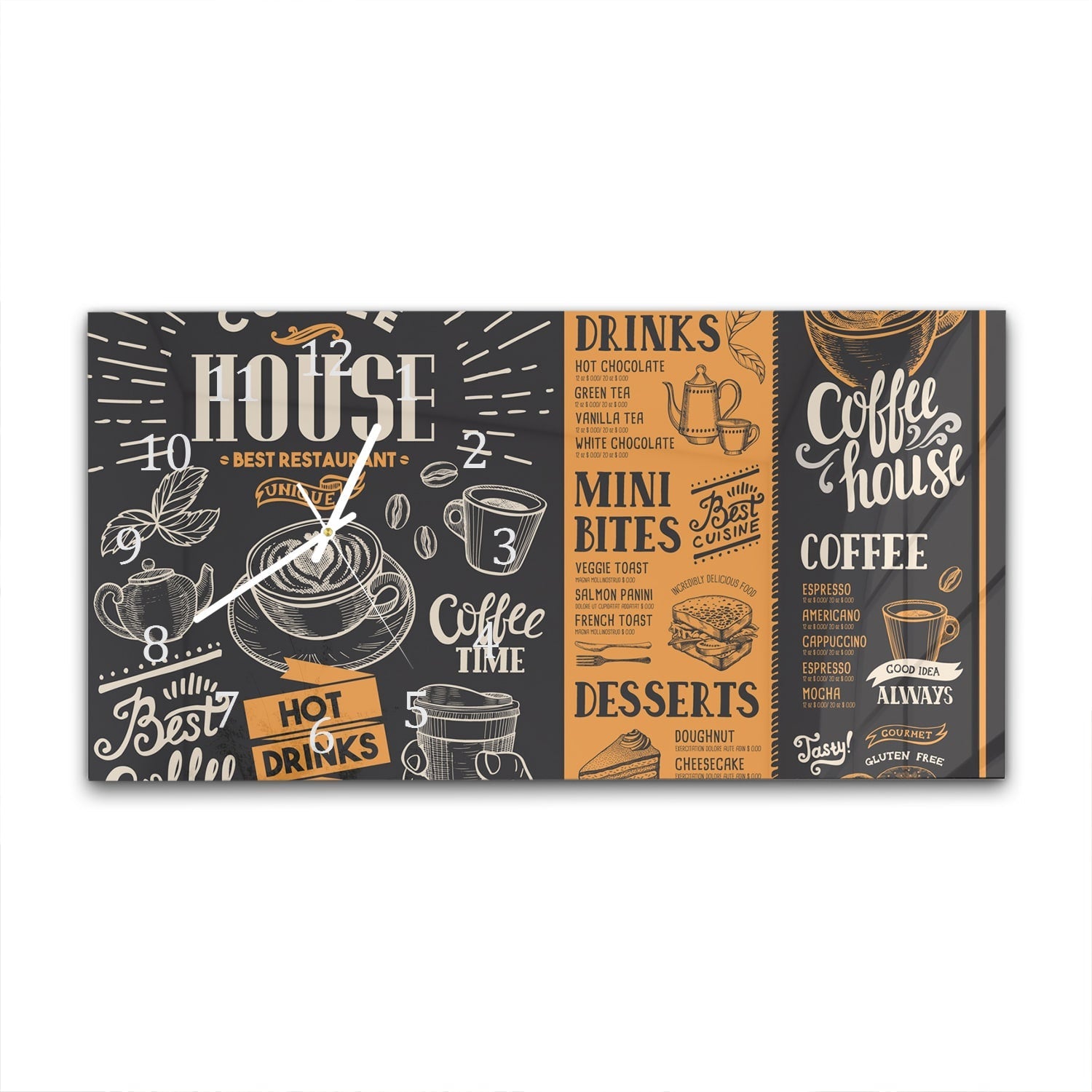 Wandklok 60x30 - Gehard Glas - Coffee Flyer