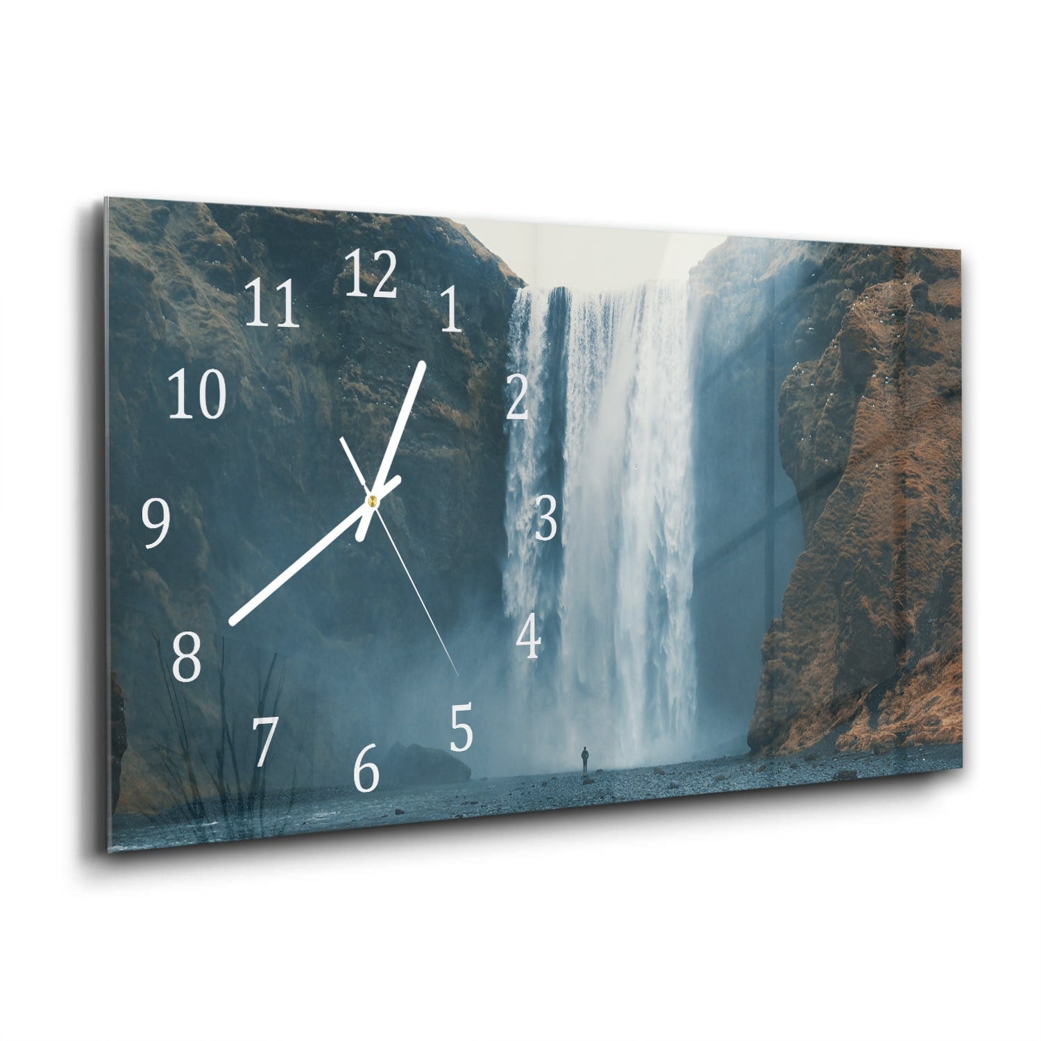 Wandklok 60x30 - Gehard Glas - Waterval bij Skogafoss