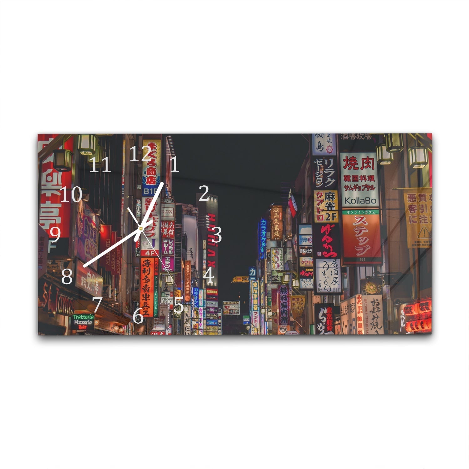 Wandklok 60x30 - Gehard Glas - Kabukicho Shinjuku Neonlichten