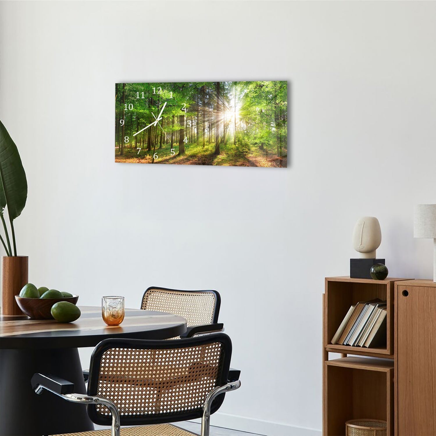 Wandklok 60x30 - Gehard Glas - Zonlicht in het Bos