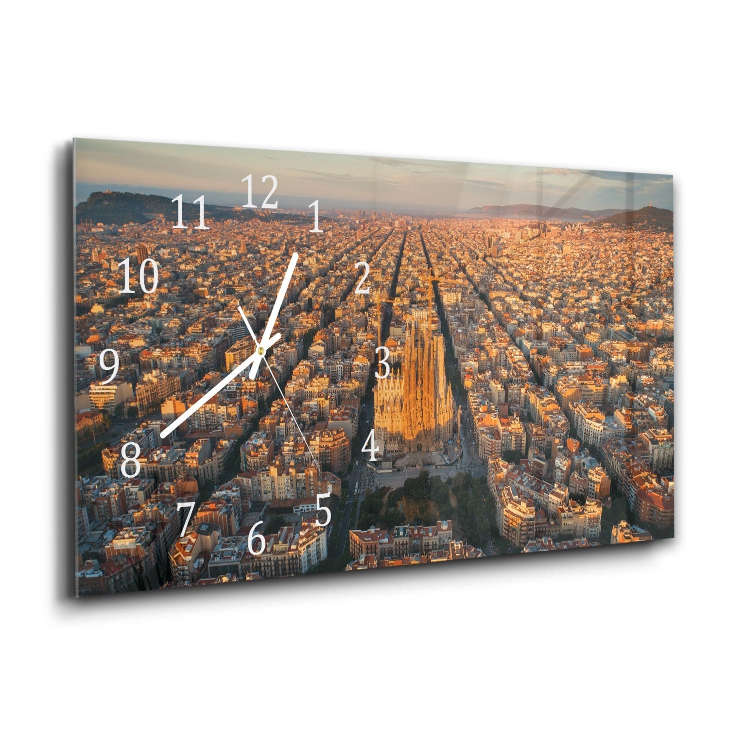 Wandklok 60x30 - Gehard Glas - Luchtfoto van Sagrada Familia