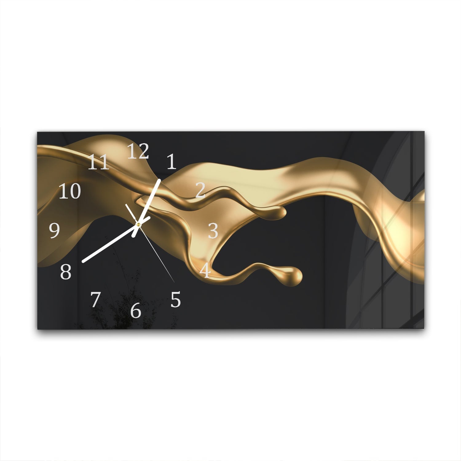 Wandklok 60x30 - Gehard Glas - Elegante Gouden Vloeistof