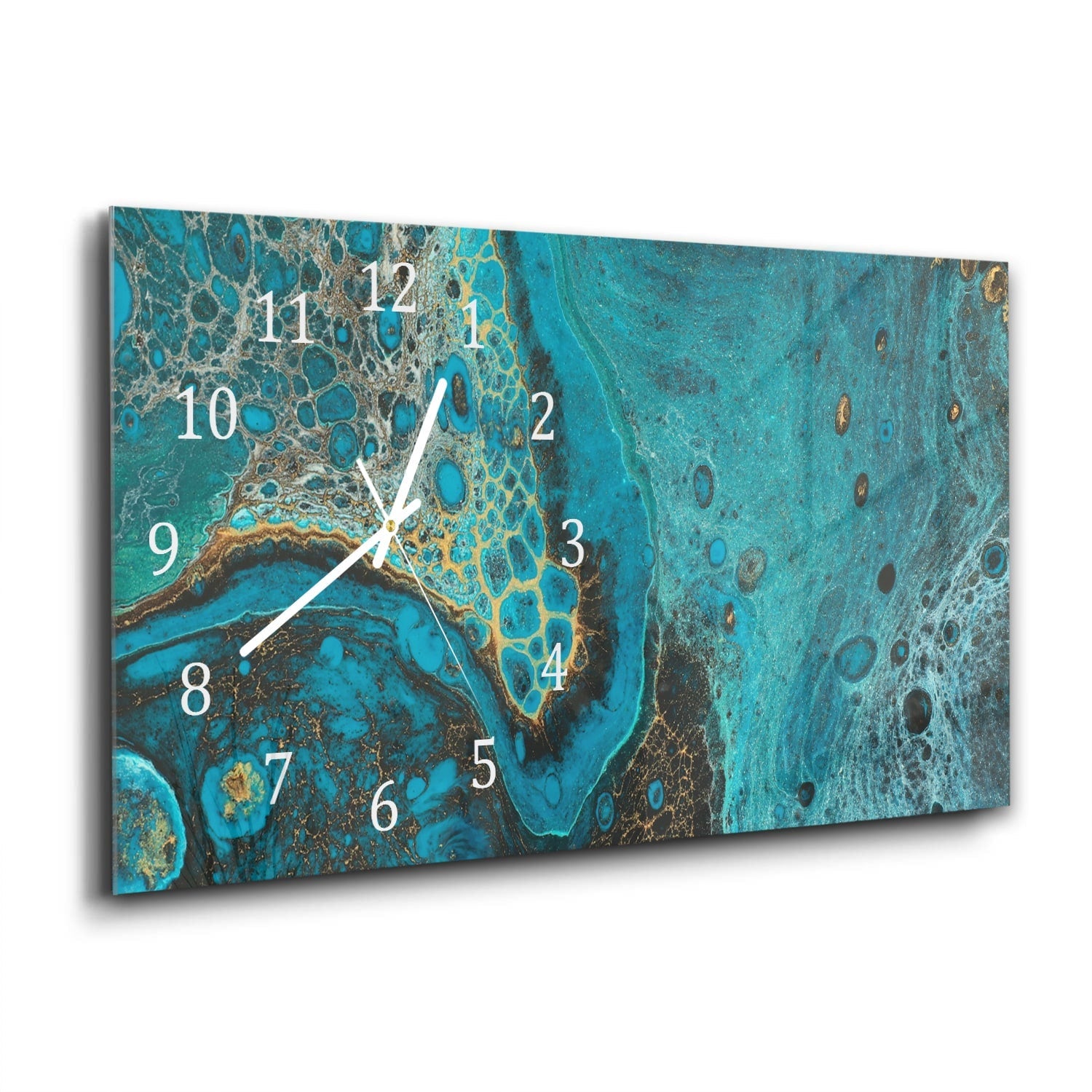 Wandklok 60x30 - Gehard Glas - Blauw Marmereffect