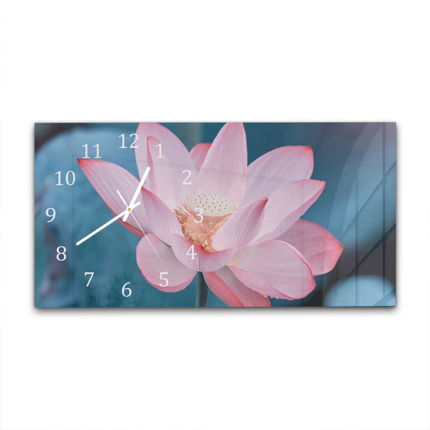 Wandklok 60x30 - Gehard Glas - Lotus Bloem