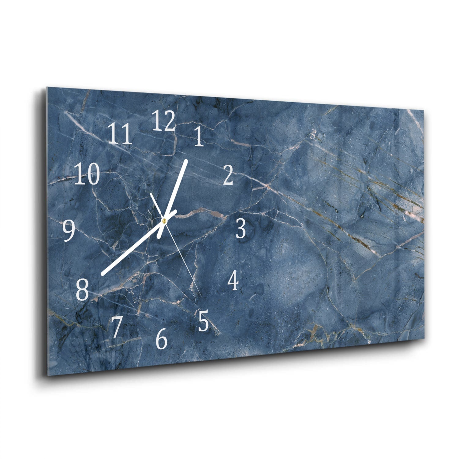 Wandklok 60x30 - Gehard Glas - Oceaanblauw Marmer