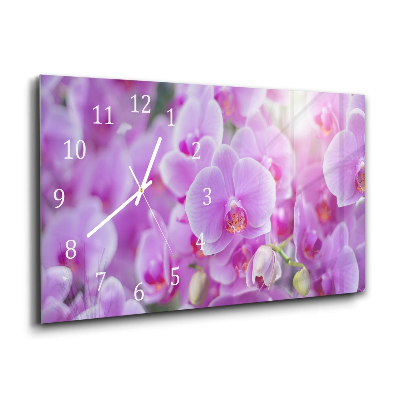 Wandklok 60x30 - Gehard Glas - Stralende Orchideeën